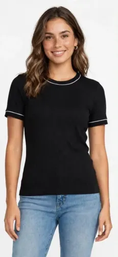 Blusa Malwee Preta Canelada P - Nova com Etiqueta