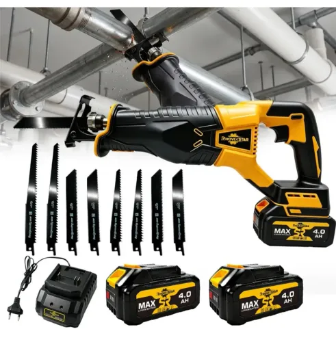 Serra SABRE com 2 baterias 10 celulas + maleta com 8 serras + carregador de bancada 