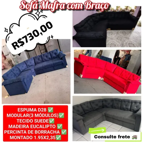 Sofá de canto com braço 