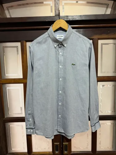 camisa lacoste regular fit  azul mescla