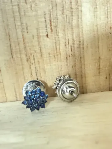 Conjunto (colar+brincos) em Ouro Branco 18k com Safiras/ Garantia/ Loja física
