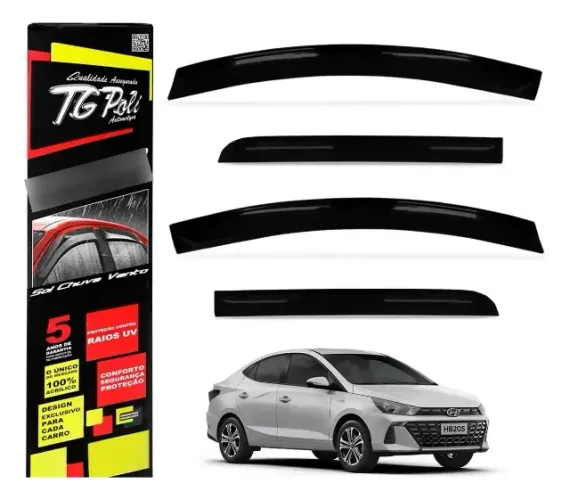 DEFLETOR DE CHUVA HB20-S SEDAN NOVA GERACAO 20/24 - INTEIRICA/SLIM - 4 PTS ( TG POLI )