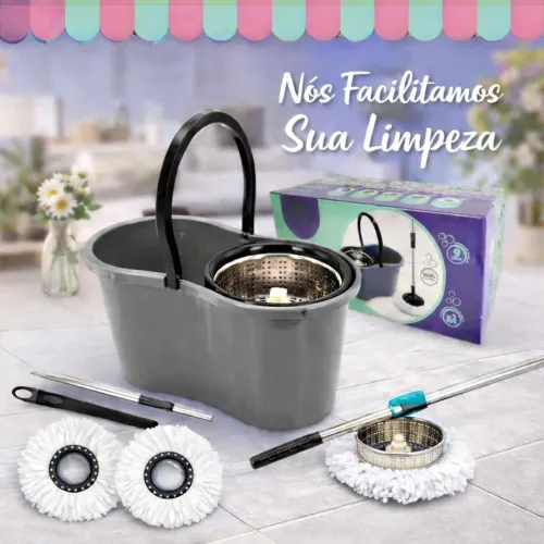 Mop Giratório com balde inox