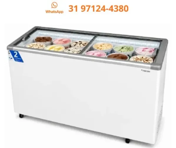 Freezer Horizontal Tampa de Vidro 503L Fricon