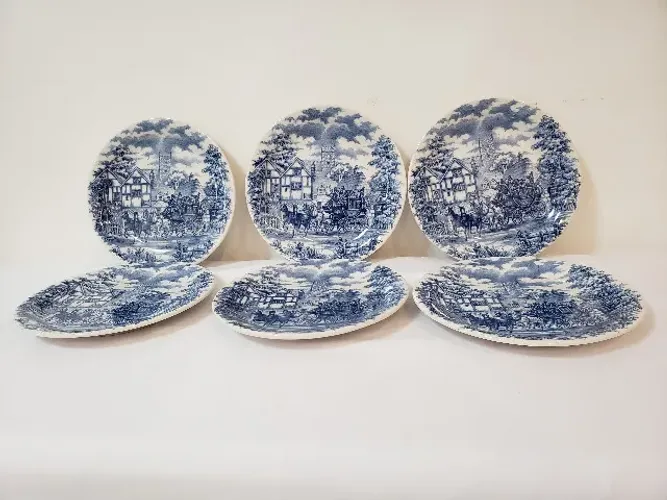 Pratos decorados com paisagem inglesa