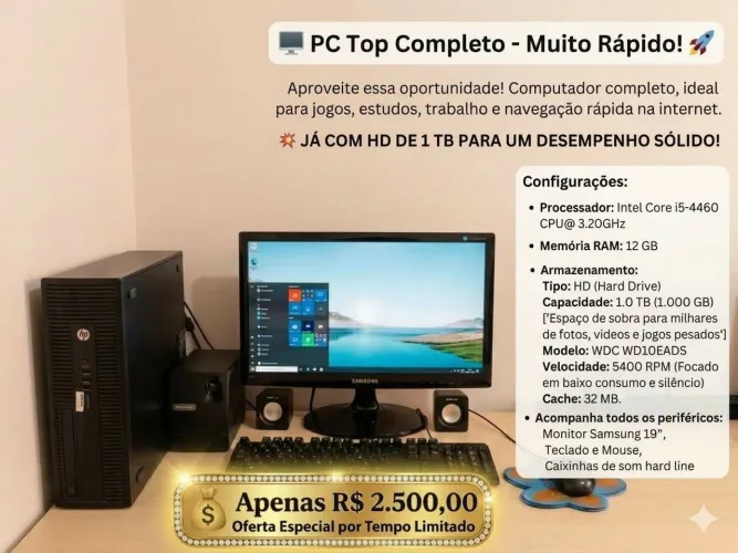 Pc completo, ótimo para games e em perfeito estado!