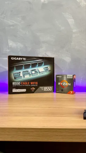 Kit Ryzen 7 5800x3d + B550M Eagle Wifi (Novo Lacrado)