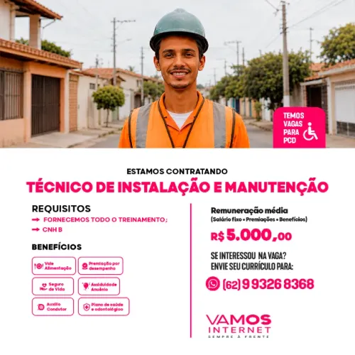 TÉCNICO DE INSTALAÇÃO E MANUTENÇÃO- CRISTALINA GO