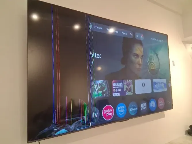 Tv 75 polegadas tcl mini Led com tela trincada