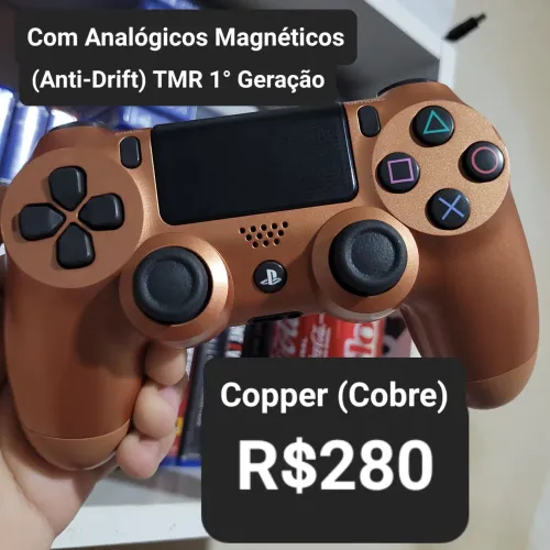 Controle PS4 Original Copper (Cobre) com Analógicos Magnéticos Anti-Drift TMR 1° Geração