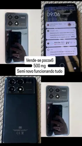 Celular poco x6 500 mg semi novo tudo funcionando 