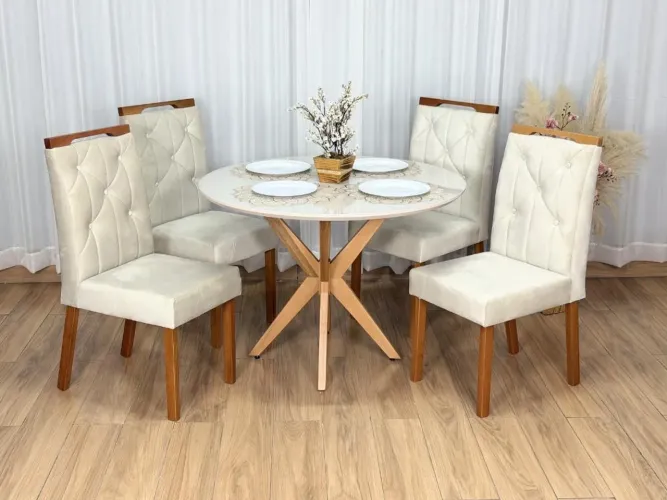 Mesa de Jantar Circular Simpatia 1.08×1.08 c/4 Cadeiras Entrega Rápida