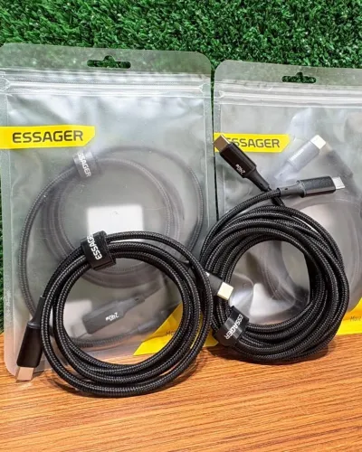 Cabo USB-C para USB-C Essager 240W 1m - Nylon, PD 3.1, E-Marker - Novo, Entrega Grátis