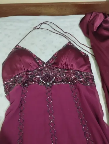 Vestido longo rosa com brilho