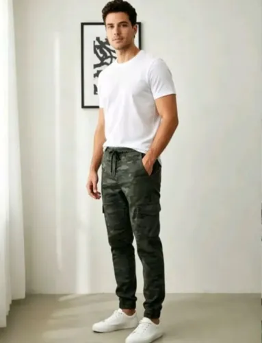 Calça Jogger Cargo Camuflada Militar Masculinas 36