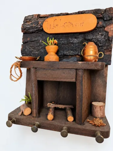 Porta chaves cozinha rústica de madeira