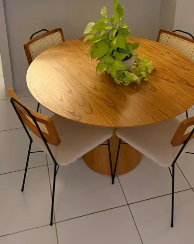 CONJUNTO DE JANTAR 4 CADEIRAS - MESA LAMINA MADEIRA NATURAL 1,20M