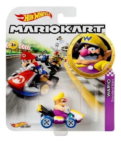Hot Wheels Super Mario Kart Wario E Standart Kart Da Mattel Gbg25 Carrinho de brinquedo