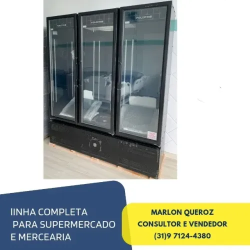 Refrigerador 3 Portas Polo Frio Black com Iluminação