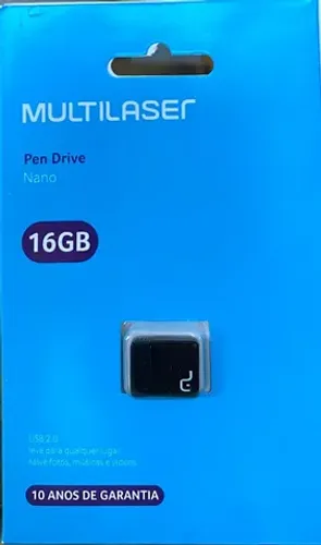 Pen Drive Nano 16gb Leitura 10 Gravação 3mb Preto Multilaser
