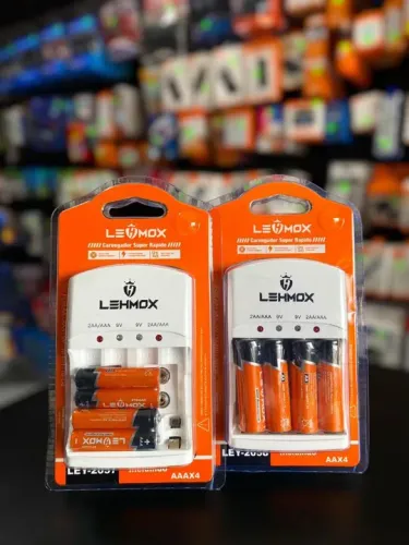 Kit Carregador Com Pilhas Recarregáveis Lehmox