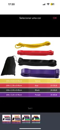 Kit Super Power Band Elásticos 4 intensidades R$ 250