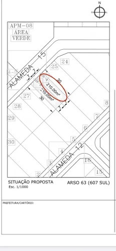 Terreno 210 m² arso 63 607 sul 