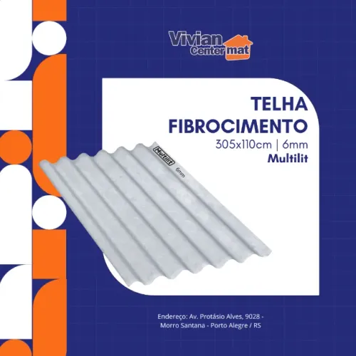 Telha Fibrocimento 6mm 305x110cm Multilit 