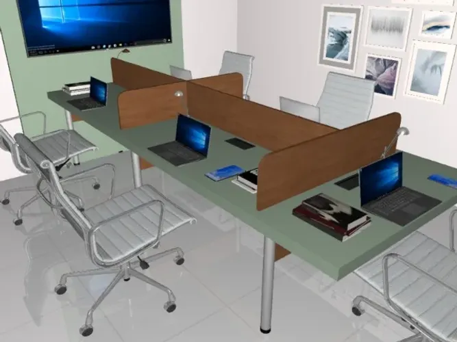 Estação Jade Office Delluxe. Com Painel. Alto Padrão. 5 Caixas de Tomadas: L270cm x P130cm