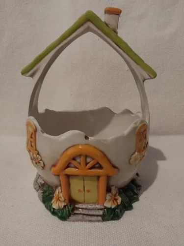 Cesta de Cerâmica de Casinha Ivory