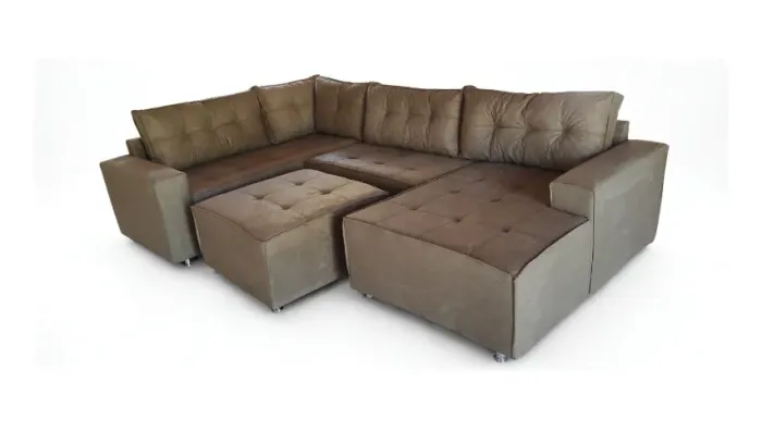 Sofá de Canto Modulado Toro com Puff - Estofado de Alto Padrão