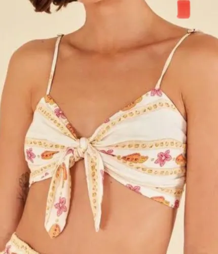 Top Cropped FARM Flor de verão Caju - Florzinha de Caju