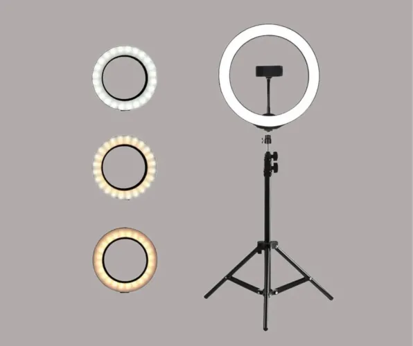 Ring Light 14" 36cm com Tripé Ajustável e 3 Modos de Iluminação