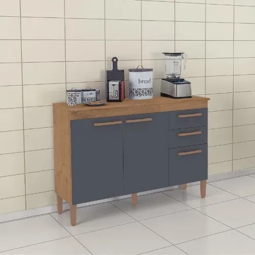 Balcão de Cozinha 2 Portas Cinza 