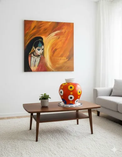 Quadro  tela Ass Firmino e vaso indiano olho grego