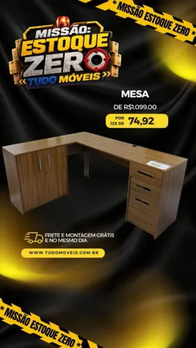 MESA DE ESCRITÓRIO EM L COM ARMÁRIO EMBUTIDO