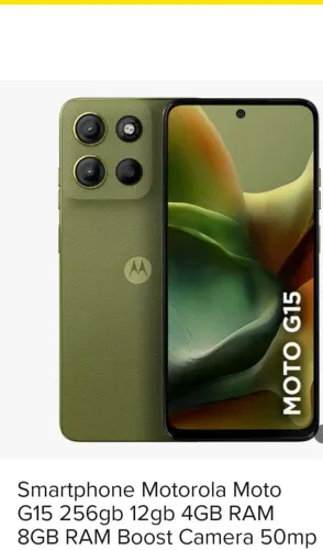 Vendo Motorola G15 semi novo 256 GB/12 GB/4GB RAM/ 8GB RAM Boost câmera 50 MP.