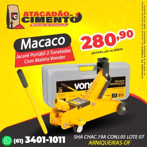 Macaco Jacaré Portátil 2 Toneladas Com Maleta Vonder