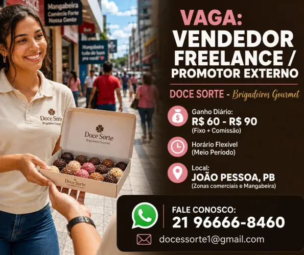 Vendedor Freelance / Promotor Externo - Brigadeiros Gourmet (R$ 60 a R$ 90/dia)