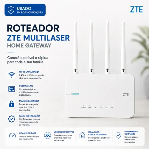 Roteador Wi-Fi Dual Band ZTE Multilaser ZXHN H199A 2.4GHz e 5GHz