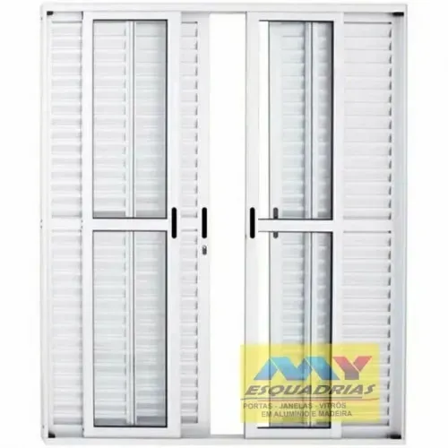PORTA BALCÃO 6 FOLHAS ALUMINIO BRANCOCOM FECHADURA- LINHA 25