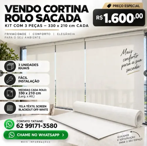 Kit Cortina Rolo Sacada