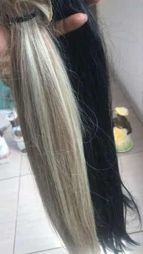 Cabelo costurado fibra alema identico a cabelo alta temperatura sem brilho loiro