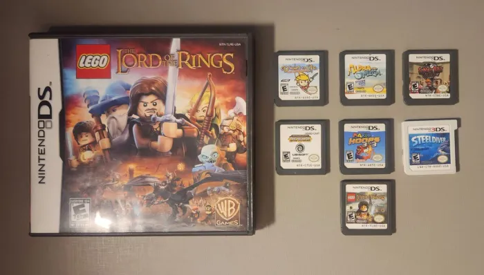 Lote 7 Jogos Nintendo DS / 3DS - LEGO Lord of the Rings, Mario Hoops e +