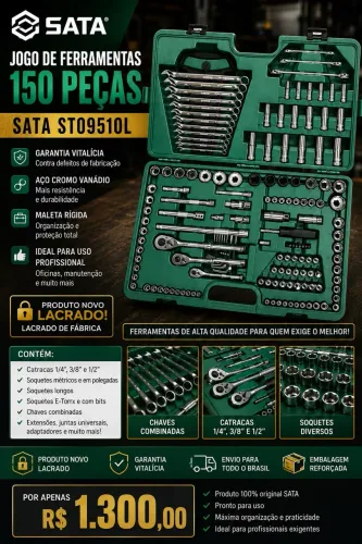 Maleta SATA 150 peças (ST09510L) lacrada (apenas pagamento via Pix)