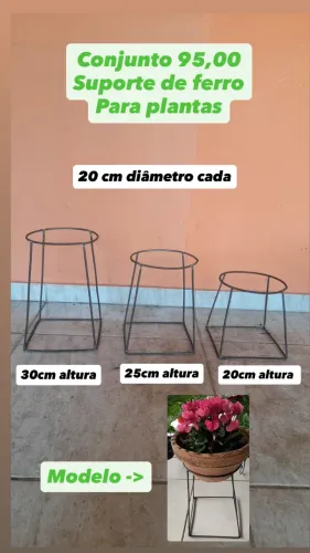 Trio de suporte de ferro para plantas 