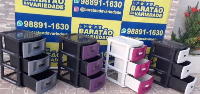 MEGA HIPER PROMOÇÃO GAVETEIRO LISO 3 GAVETAS FORPLAST