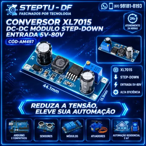 Conversor Xl7015 Dc-dc Módulo Step-down Entrada 5v-80v Arduino Automação COD-AM497