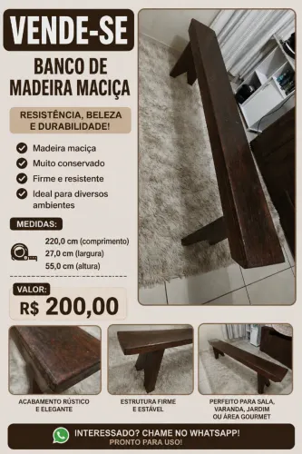 Banco de madeira maciça