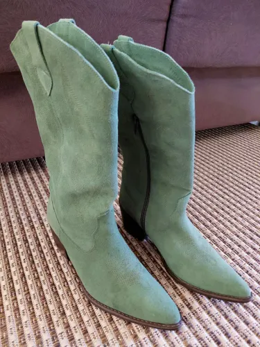 Bota de couro cano longo